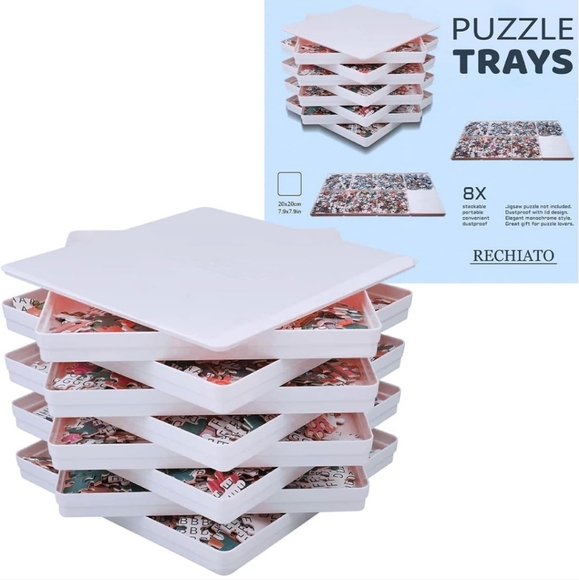 Rechiato Stackable Puzzle Sorting Trays - 8 Trays and 1 Lid - Picture 3 of 5